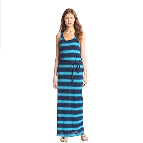 Lucky Brand Blue Strip Maxi Dress  Medium - Picture 2 of 5